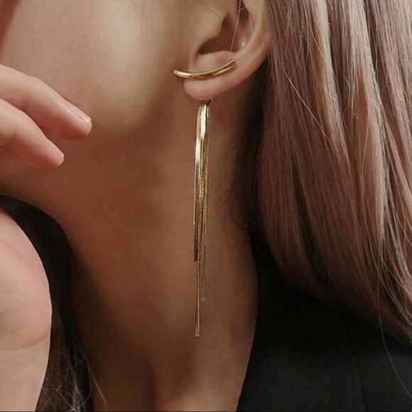 Gold Dangle Earrings - Picture 2 of 6